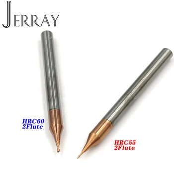 JERRAY D0.2 0.3 0.4 0.5 0.6 0.7 0.8 0.9 mm 2flutes HRC55 Micro Karbido Butas Pabaiga Malūnas Aikštėje pabaiga malūnas CNC Pjovimo Įrankiai, metalo