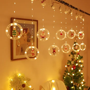 Kalėdų Žiburiai String Santa Cartoon Stiliaus Užuolaidų Žibintai, LED Žibintai, Švenčių Patalpos Langų Apdailos String Žibintai 120 LED