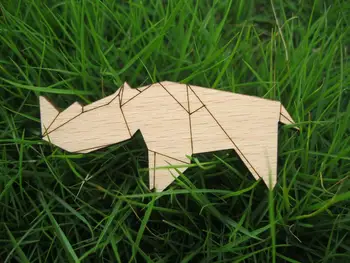 hippo krano origami pjovimas lazeriu, medžio sagė