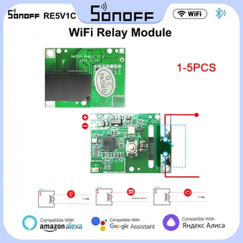 1-5VNT SONOFF Relės Modulis RE5V1C Wifi Smart Switch 5V DC Belaidžio tinklo Jungiklis Virsta/Selflock Darbo Režimai APP/Balso/LAN Kontrolės