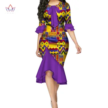 Vestidos Afrikos Suknelės Moterims heidi bazin Riche Lankas Mazgas Kratinys Suknelė Tradicinių Afrikos Moterų Drabužių Šalis Suknelė WY3390