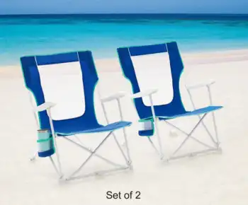 2-Pack Ramsčių Lankstymo Kietos Rankos Paplūdimio Krepšys Kėdė su nešimo Krepšys, Mėlyna