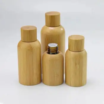 50pcs eterinis aliejus bottles15ml 30ml 50ml gintaro spalvos stiklo butelis, bambuko, kuriems Kosmetikos Pakuotės, Konteinerio
