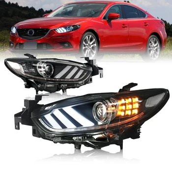 Naujas Optikos už Mazda 6 Headlights14-15 LED Originalus priekinis žibintas DRL Bi Xenon Objektyvas Didelis artimąsias automobilių Stovėjimo šviesas Mazda6 Atenza
