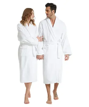 100% Medvilnės Toweling Terry Skraiste Pora Minkštas Chalatas Moterims Nightrobe Sleepwear Vyras Namo Drabužius Kimono Su Varčias Unisex Mylėtojas