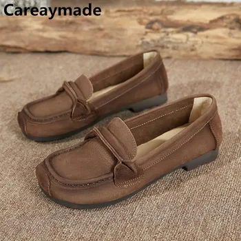 Careaymade-natūralios odos batus,Grynas vieną rankų darbo batus,Britų stiliaus loafer batai Komfortą butai Moterys, mamos batai