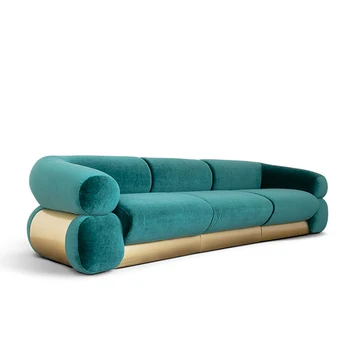 Flanelė Multi-Sėdynės Sofa italijos Šviesos Prabangos Stilius Paprastas Dizainas Audinio Laisvalaikio Trys Asmenys 2.7 Metrų Villa Kambarį