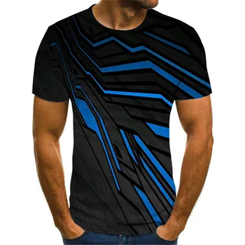 Vasaros Mados Tendencija Geometrinis Pakraštyje Vyrų marškinėliai Naują Atsitiktinis 3D Atspausdintas Trumpas Rankovės Laisvalaikio Apvalios Kaklo streetwear Tees Viršūnės