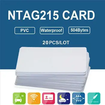 20Pcs NFC Korteles Baltą Tuščią už NTAG215 PVC Žymes Waterpoof 504Bytes Chip Lipdukas