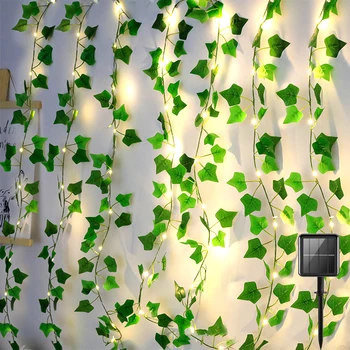 10M 100 LED Saulės Styginių Šviesos Dirbtinis Ivy Fairy Light 50 LED Baterijos Energijos dega Sodo Kieme Vestuvių Dekoracijos