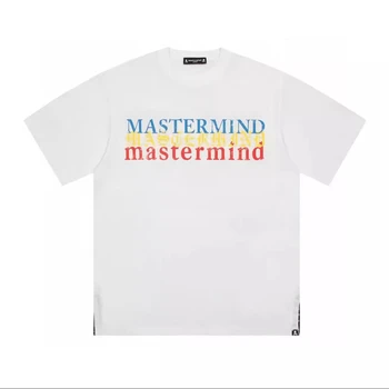 Mastermind JAPAN Tamsios Gatvės Trijų Skeletas Pakraštyje Letter Spausdinimo Juostelės Vyrų Ir Moterų Atsitiktinis trumpomis Rankovėmis T-Shirt