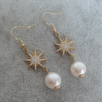 100% pobūdžio gėlavandenių perlų auskarai su 925 sidabro kablys -- AAA idealiai apvalios Perlas,10-11 mm,