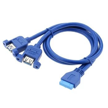 19pin moterų antraštės Dual USB 3.0 Moterų uosto Kabelis Plokštė 20P USB 2 USB3.0 Splitter Cable su Varžtų skyles