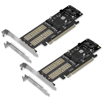 2X 3 In 1 NGFF Ir MSATA SSD Kortelės Adapteris,2 M. NVME Į PCIE/M., 2 SATA SSD Su SATA III/MSATA Į SATA Adapteris 2280/2260