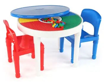 Grojimo 2 in 1 Plastikinių Statybos Blokų-Suderinama Veikla Stalas ir Kėdės Rinkinys