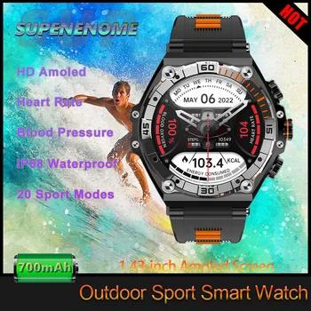 2023 700mAh Baterija AMOLED Ekranas, Smart Watch Vyrų BT Skambučio IP68 Vandeniui 100+ Sport Fitness Tracker Smartwatch 