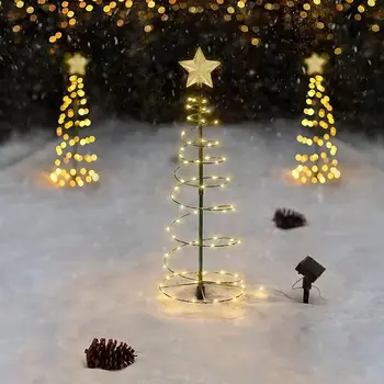 Kalėdų Eglutė LED Žibintai, Saulės LED Metalo Spiraliniai Kalėdų Styginių Šviesos Patalpose, Lauko Atostogų Apdailos Lempa Sode