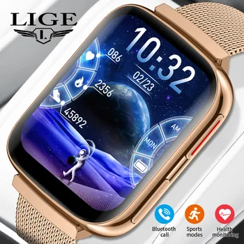 LIGE AMOLED Smart Watch Vyrų, Moterų Sporto Apyrankės IP67 atsparus Vandeniui Širdies ritmas, Naujas Multi-ryšys Apyrankės HD, Didelis Ekranas, Smartwatch