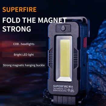 SUPERFIRE G26-Didelės galios Tipas-C nešiojamas įkraunamas led Žibintuvėlis Žvejybos COB Žibintų kempingas šviesos Magnetas Dizainas, Žibintuvėlis