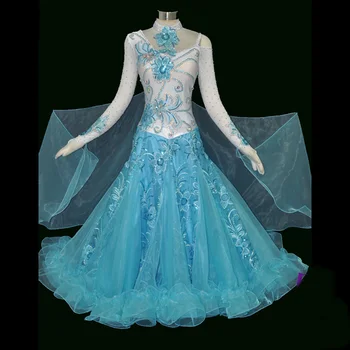 Pramoginių Šokių Suknelės Moterims 2023 Naujas Baltos Spalvos Dangus Mėlynas Profesija Užsakymą Tango Šokių Konkurse Šokių Suknelė