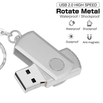 Nešiojamų Naujas USB 2.0 Metalo Key Chain USB Flash Drive 64gb 32gb usb pen drive 16gb 8gb usb atmintinės logotipą dovanos