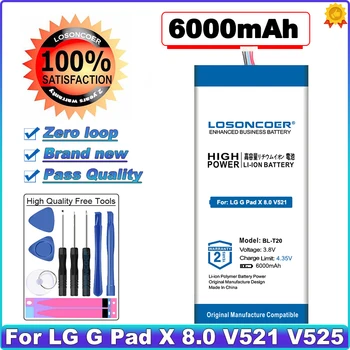 LOSONCOER 6000mAh Už LG G Pad X 8.0 V521 V525 V520 Table PC Naujausias Gamybos Aukštos Kokybės Baterija Nemokamus įrankius, BL-T20 Baterija