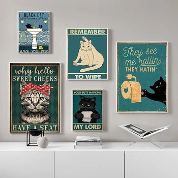 Funny Cat Drobė, Tapyba, Modernus Gyvūnų Plakatai Ir Spausdina Sienos Meno Nuotrauką Kambarį Namo Sienų Apdaila