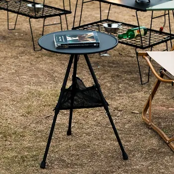 Lauko kempingas nešiojamų stalo lengvas lankstymo mažas apskritojo stalo kėlimo paprasta arbata lentelė kempingas trikojo arbatos stalo plokštė